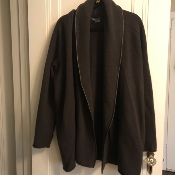 Vince Sweaters - Vince sweater coat with leather trim
